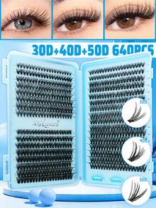 640/608 片 D 卷度自然假睫毛，10D+20D+30D/30D+40D+5D 混合装，浓密黑色，适合新手，大容量睫毛册，经典漫画风格人造假睫毛，持久耐用，适合日常、派对、婚礼、圣诞节、音乐节等各种场合的眼妆，单根睫毛，假睫毛 - D - 查看 4
