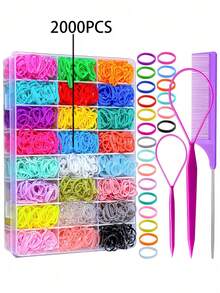 2003pcs Ikat Rambut Elastis Warna Acak 24 Warna, Ikat Rambut Mini, Tali Rambut Lembut untuk Anak Perempuan, Set Aksesori Rambut Anak Perempuan - MultiWarna - View 9