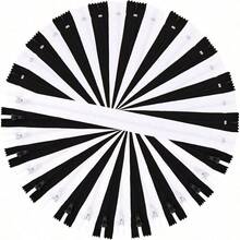 50pcs Black & White Nylon Zippers, Suitable For Sewing Crafts, 2 Colors Assorted - H - View 9