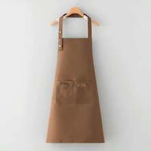 1 chiếc tạp dề nhà bếp chống thấm nước và dầu mỡ, chất liệu polyester, thích hợp sử dụng tại nhà, nhà hàng, làm thủ công, làm vườn, nướng BBQ, trường học, quán cà phê, unisex, món quà Giáng sinh tuyệt vời. - Màu cà ri - Xem 4