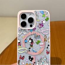Disney.‌ What Disney World Mickey Mouse Patterned Phone Case Featuring Cheerful Characters And Colorful Balloons. Compatible With IPhone 17, 16, 15, 14, 13, 12, And 11 Pro Models.Built-In Magnetic Design,Available In Black, White, And Pink, With Shockproof Protection. A Perfect Gift For Family, Friends, Birthdays, Holidays, And Special Occasions. - Pink - View 4