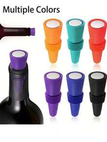 硅胶酒瓶塞套装 - 简单易用 | 可重复使用的威士忌配件 | 防漏啤酒和香槟瓶盖 | 密封性好，带保护盖 - 实用厨房和酒吧工具 | 可用洗碗机清洗 | 持久保鲜 - 开学必备 - 彩色 - 查看 1