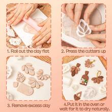 1件/4件套粘土耳环切割器，4种经典几何形状聚合物粘土首饰切割工具 - 白色 - 查看 6