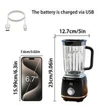 Mini Portable Fruit Juicer Blender, LED Display Smoothie Maker, USB Rechargeable Crushed Ice Machine For Milkshake And Fresh Juice - 彩色 - 查看 2
