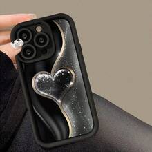 Ốp lưng điện thoại hình trái tim màu đen cá tính, tương thích với iPhone 14 Pro Max, XS Max, 11, 13 Pro Max, 12, 12 Pro, 12 Pro Max, 13, 14 Pro, 15 Pro Max, 14, 14 Pro, 11 Pro Max, 15, 11 Pro, 16 Pro Max, XR, 17, 17 Pro Max - màu sắc - Xem 6