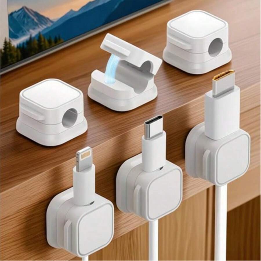 3 PCS Cable Straps Cord Organizer For USB Cables, Home Appliances, Earphones | Reusable Cable Management Solution | Ideal For Home, Office, Kitchen, And School White - White - View 1