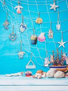 12pcs Wooden Marine-Themed Hanging Decorations, Summer Ocean Animal Decorations, Ocean Fish Ornament, Summer Decor, Home Decor, Nautical Theme Party - Multicolor - View 4