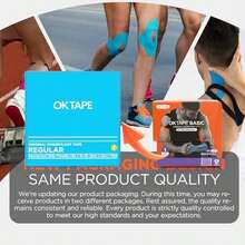 OK TAPE Kinesiology Tape, Regular Original Cotton Elastic Athletic Tape For Support And Recovery, Sports Tape, 2in*16.4ft Uncut Roll - Beige - 1 Roll-Light Blue - 查看 2