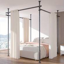 Adjustable Tension Rod For Bedroom - 28-171in Wide Room Divider Curtain Rod | Heavy Duty Floor To Ceiling Separation Partitions For Temporary Privacy | No Drilling Required - Ideal For Home Decor & Kitchen (Curtains Not Included) - trắng - Xem 4