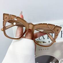New Cat-Eye Fashionable Versatile Glasses| Candy Color Combinations, Suitable For Both Men And Women For Everyday Casual Wear And Decoration, Full-Frame Lenses With Gold Hinges. - 黑色的 - 查看 4