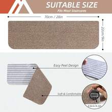 COSY HOMEER - Alfombra antideslizante de 28 x 9 pulgadas para escaleras de madera alfombras de escalera para niños y perros 100% poliéster TPE 15 unidades color beige protege el piso - 15 piezas - Ver 3