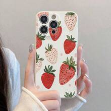 1 unidad Patrón fresas rojo blanco fondo Funda para iPhone13 MINI Textura de silicona líquida, diseño de protección total contra caídas con protección mejorada para la lente, que resiste eficazmente los golpes y caídas cotidianos. Recortes precisos y respuesta táctil sensible a los botones, una opción esencial para los desplazamientos diarios y los viajes de negocios. - Blanco - Ver 5
