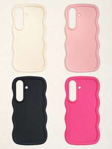 白色粉色酒红色黑色不对称波浪纹基础款手机壳4件套，多巴胺波浪纹手机壳，兼容和Galaxy 16/16 Pro Max/16 Pro/16 Plus，春季礼物，生日周年纪念，国际版，非国内版 - 彩色 - 查看 55