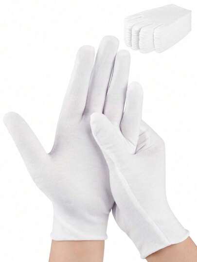 24 pares de guantes de algodón, para manos secas y agrietadas, guantes de dormir humectantes unisex, mantienen las manos secas por la noche, guantes de trabajo elásticos y transpirables, para eczema, inspección de joyas, spa y talla grande, color blanco