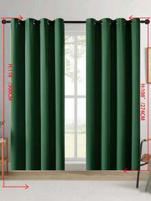 1pc/2pcs Solid Blackout Curtain Shades - Summer Home Decoration Thermal Insulated Grommet Blackout Draperies/Drapes For Bedroom, Living Room, Kitchen, Study, Office - Dark Green - View 56
