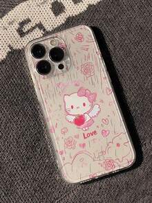 SANRIO 1个新款极简玫瑰花爱心Hello Kitty太空手机壳，TPU材质，兼容iPhone 17 Pro Max/16 Pro Max/16 Plus/15 Pro Max/14 Pro/14 Pro Max/13 Pro Max/12 Pro Max/12 Pro Max，时尚手机壳，保护套，极简个性化独特设计 - 彩色 - 查看 2