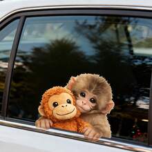 1/4pcs Cute Monkey Car Stickers, Removable Waterproof Self-Adhesive Vinyl Car Window And Bumper Decorations, Suitable For SUVs, Trucks, And Laptops. - Car Stickers - View 4