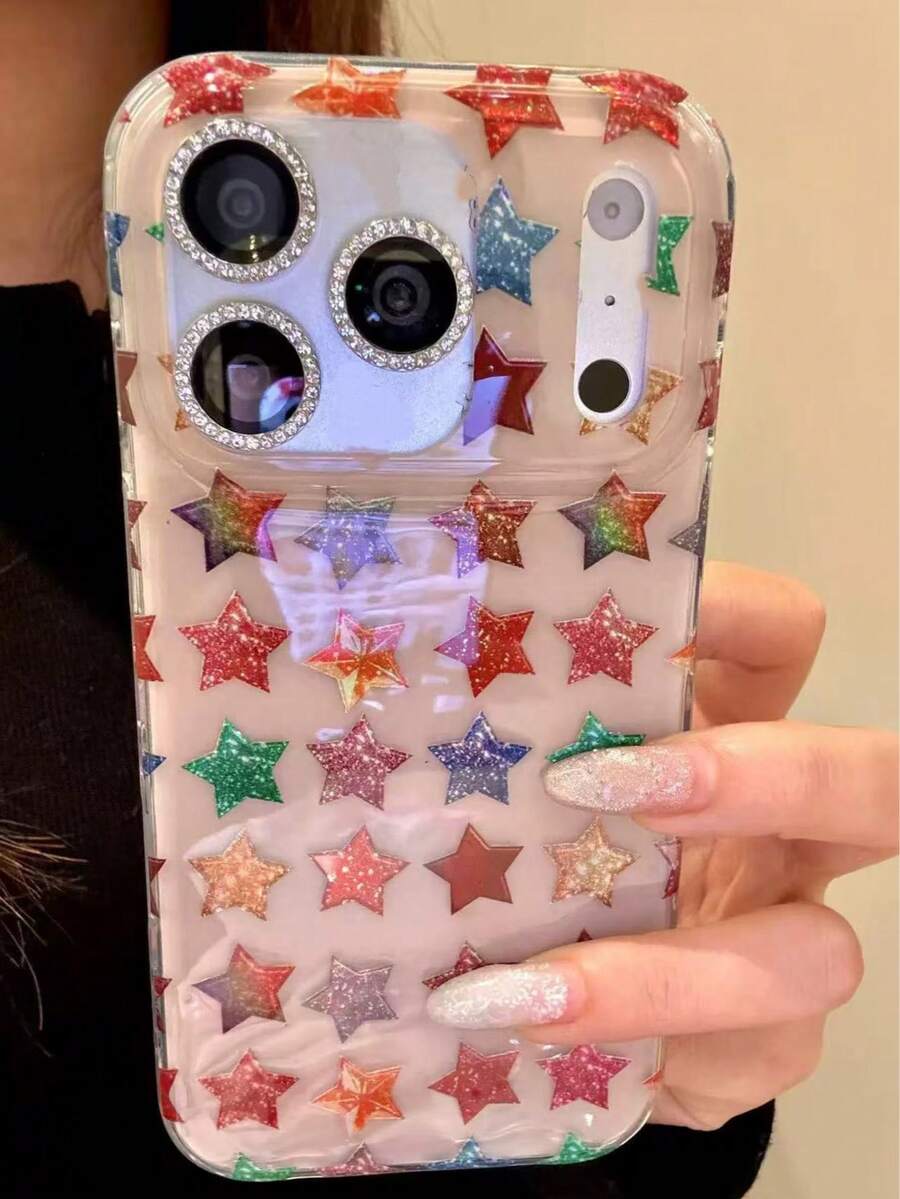 Laser Shiny Colorful Star Design Phone Case For IPhone 17 Pro, 16 Pro, 16 Pro Max, 17 Pro Max, 15 Pro Max, Protective Cover - Multicolor - View 1