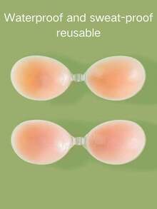 Áo ngực nâng ngực silicon tái sử dụng, áo ngực không dây giúp tôn vòng một cho phụ nữ và bé gái, áo ngực dán màu hồng vô hình. - Màu be - Xem 2