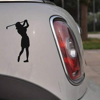 Autocollant de voiture en vinyle noir représentant une silhouette de golf - Autocollant de fenêtre auto-adhésif pour voitures, finition mate, design géométrique, application facile, parfait pour les passionnés de golf