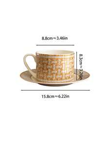1件套极简欧式奢华咖啡杯，高品质几何图案陶瓷甜点/下午茶套装，优雅卡布奇诺拿铁拉花杯碟套装，复古别致奢华咖啡杯碟套装，适合聚会、派对、餐厅、客厅、咖啡馆等场合。 - 銀色 - 查看 13