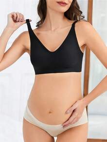 Maternity & Nursing Bra, Front Closure Breastfeeding Bra, Comfortable Seamless Lift And Support, Suitable For All Seasons - Black - View 5