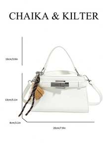 New Summer Lychee Pattern Fashion Women's Handbag, Stylish Adjustable Shoulder Strap Decoration, Minimalist Solid Color High-End Hardware Decor Commuter Shoulder Bag - White - View 4