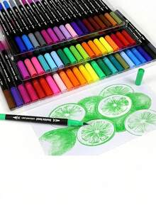 12/24/36/48/60/120 Colors Dual-Tip Watercolor Markers, Soft Brush Tips, Washable, 8 Sets Available, Variety Of Colors, Art Drawing Pens, Holiday & Back To School Gift, Room Decor, Ramadan Decor, Home Decor, Bathroom Decor, Suitable For Adult Coloring, Handwriting, Writing, Planning, Journaling, Note-Taking, Calligraphy, Painting, Arts & Crafts, School Supplies, Back To School Essential - Multicolor - View 4