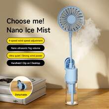 OBOVAY 4-Speed Clip-On Spray Fan Adjustable USB Rechargeable Handheld Spray Hydration Fan, Multi-Angle Hose Clip-On Fan For Summer,1200mah - Multiple Styles - View 9