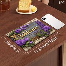 1pc Lavender Welcome Floral Print Absorbent Mat/Drying Mat For Coffee Maker, Dishes - Absorbent Polyester Desktop Protective Mat With Rubber Anti-Slip Pad, For Kitchen Counter Decor, Home Bar And Dining Table - Multicolor - View 11