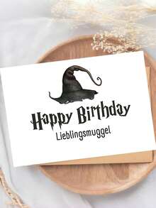 1 pieza Tarjeta de cumpleaños con sombrero de bruja mágico - Diseño caprichoso para fans de la magia - Felicitación de cumpleaños universal para todas las edades con mensaje de celebración "Lieblingsmuggel" - multicolor - View 3