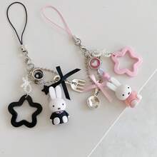 MIFFY 1 móc khóa hình thỏ hoạt hình, móc khóa thiết kế nơ phong cách Y2K Punk, phụ kiện trang trí túi xách lễ hội âm nhạc Coachella, kiểu ngẫu nhiên. - Nhiều màu - Xem 1