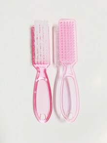 带柄指甲刷，多功能透明塑料指甲清洁抛光器，亮片圆头指甲刷，柔软短柄指甲刷 - 彩色 - 查看 14