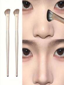 1 cọ trang điểm mũi mềm cầm tay dạng vát, dụng cụ trang điểm chuyên nghiệp dùng để đánh highlight và má hồng. - Vàng - Xem 1