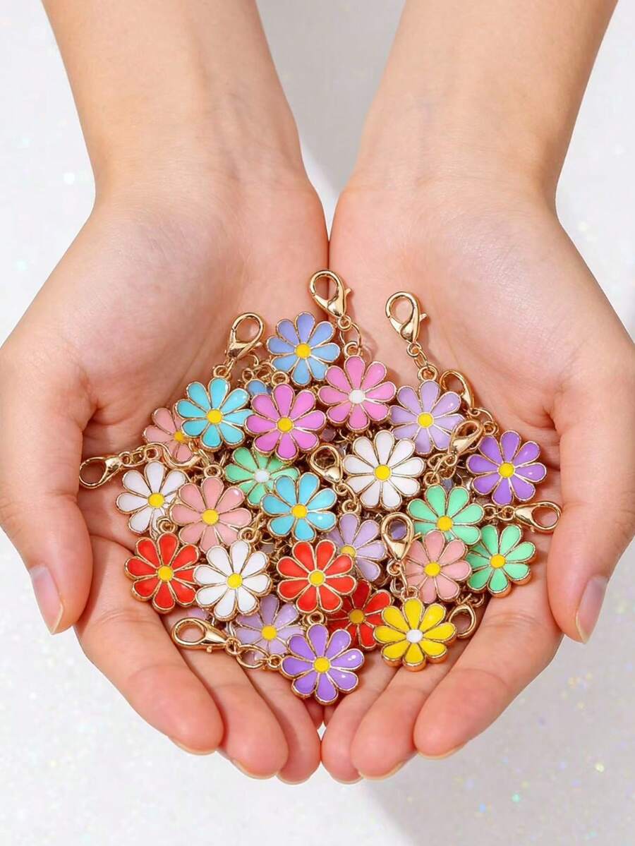 10 móc khóa hình bướm, móc khóa kim loại hình động vật phong cách Boho, mặt dây chuyền cho ví/túi xách/ba lô, phụ kiện hộp tai nghe, quà tặng cho nữ, trang trí Halloween/Ngày Nhà giáo. - Hoa cúc nhiều màu - Xem 1