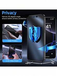 XINHONGYU Matte Anti-Peeping Tempered Glass Screen Protector, Comes With Installation Tool And Auto-Alignment Tool, Suitable For 17 Pro Max/17 Pro/17 Air/17/16 Pro Max/16 Pro/16 Plus/16E/16/15 Pro Max/14 Pro Max/13 Mini/12/11 Series, Full Coverage, Anti-Fingerprint, Anti-Drop, Scratch-Resistant - Black 1pc - View 4