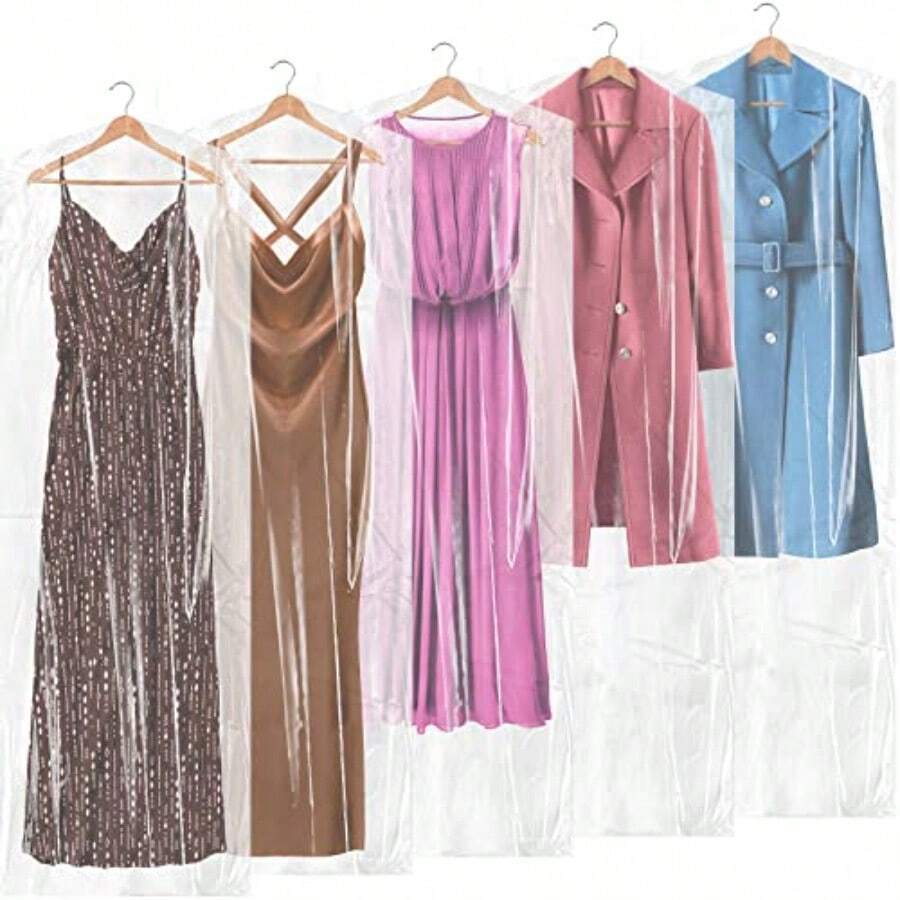 40 Piezas 72 Pulgadas/ 40 Pulgadas Bolsas de Tintorería Bolsas de Plástico Transparente para Ropa para Colgar Ropa Bolsas de Plástico para Tintorería Almacenamiento de Cubierta de Polvo Transparente - Transparente - Ver 1