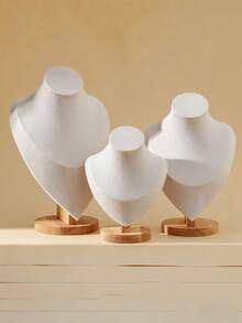 1个白色/米色/绿色/黑色木质手镯项链展示架，高档展示道具，适用于珠宝店/高端店铺，可用于珠宝收纳、橱窗展示，商业级品质 - 木底人像脖子 - 查看 7