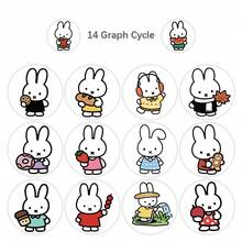 MIFFY 500张米菲兔圆形贴纸卷，可爱卡通兔子标签贴纸，生日派对礼品袋封口贴纸，派对礼物，完美的返校用品，米菲粉丝的生日礼物。 - 彩色 - 查看 5