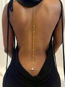 1pc Elegant Sexy Raindrop Chain Backless Necklace, Suitable For Women Any Occasion - 黃金2 - 查看 1