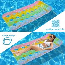 1pc Gradient Sequin Inflatable Floating Lounger, PVC Material Floating Boat, Summer Beach Water Relaxation Chair - Multicolor - View 7