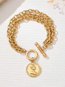 1 chiếc vòng tay kim loại kiểu retro thời trang - Vàng - Xem 6