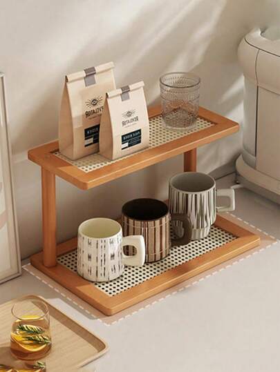 Giá đựng cốc và ly hai tầng bằng tre nguyên khối - Dễ dàng lắp ráp, lý tưởng để cất giữ đồ dùng trong nhà bếp và phòng ăn. Có thể đựng cốc, ly nước và nhiều hơn nữa. Vật dụng trang trí nhà cửa tiết kiệm không gian và dụng cụ sắp xếp đồ dùng trên mặt bàn. Đồ dùng nhà bếp.