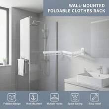 Estante de secado de ropa montado en la pared plegable y retráctil estante de ropa para colgar en interiores y exteriores para lavandería balcón recámara baño blanco - Blanco - Ver 4