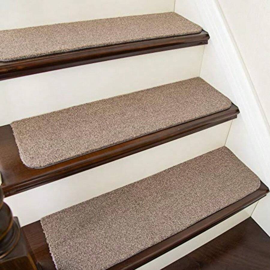 COSY HOMEER - Alfombra antideslizante de 28 x 9 pulgadas para escaleras de madera alfombras de escalera para niños y perros 100% poliéster TPE 15 unidades color beige protege el piso - 15 piezas - Ver 1