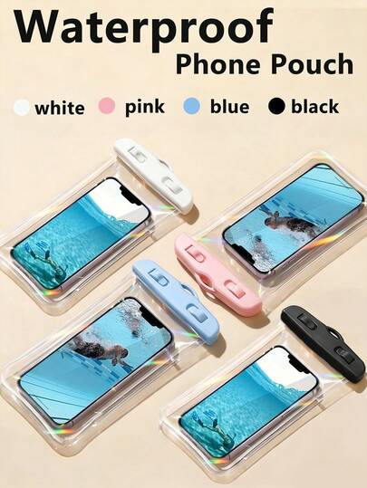 Bộ 4 ốp lưng điện thoại chống nước nhiều màu sắc, bảo vệ màn hình cảm ứng, kèm dây đeo, thích hợp cho bãi biển, hồ bơi, lặn biển, bơi lội, chèo thuyền và các dịp khác.