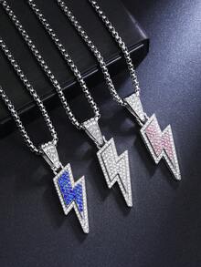 1 chiếc dây chuyền mới năm 2026, kiểu dáng thời trang Châu Âu và Mỹ, dây chuyền thép không gỉ không quá dài, quà tặng trang sức quyến rũ cho nam và nữ, trang sức mùa hè màu hồng bán sỉ, phù hợp đeo hàng ngày cho cả nam và nữ. - Dây chuyền tia chớp mới - Xem 1