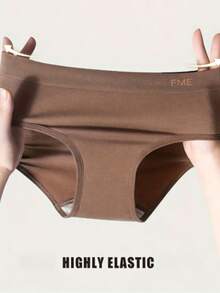 2pcs Women's Seamless Mid-Waist Meralda Colorful Panties, High Elastic Lift Butt Briefs With  Comfortable Ladies Underwear I Discovered Amazing Products On - 白+咖 - 查看 10