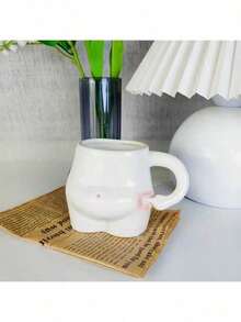 1个捏肚皮陶瓷马克杯，独特大肚皮设计，大容量，时尚女士礼物 - 彩色 - 查看 2