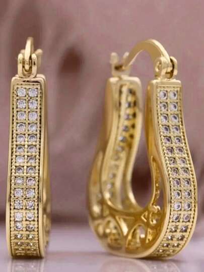 1 Đôi bông tai dáng dài sang trọng đính đá Cubic Zirconia, thiết kế dành cho nữ, thích hợp làm quà tặng đám cưới, lễ đính hôn, kỷ niệm, quà tặng ngày Valentine.